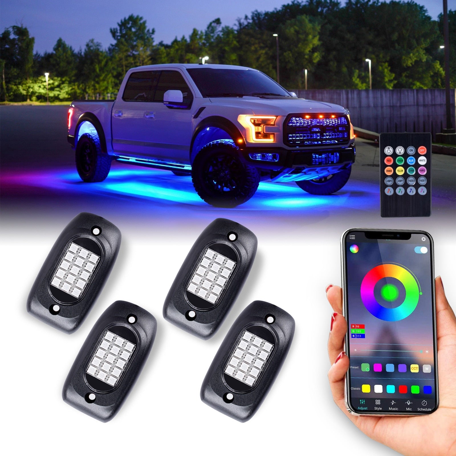 RGB LED Rock Lights Kit