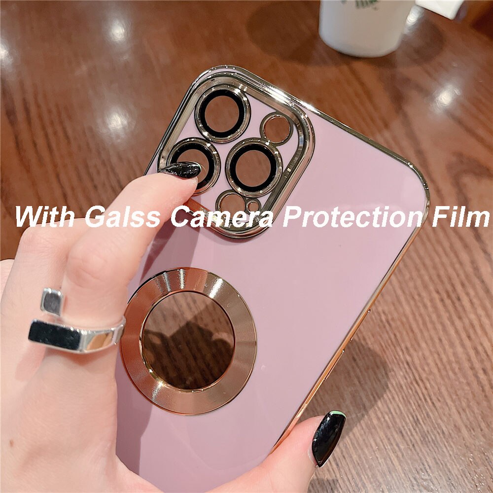 Luxury Plating Case With Glass Lens For iPhone 12,11 and 13 Pro Max